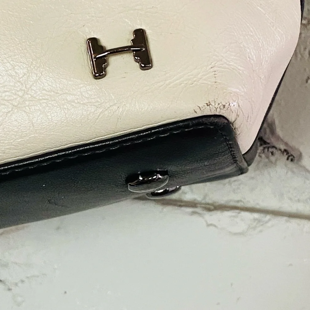 - Halston Heritage Black /gray White Satchel Handbag - Picture 4 of 10